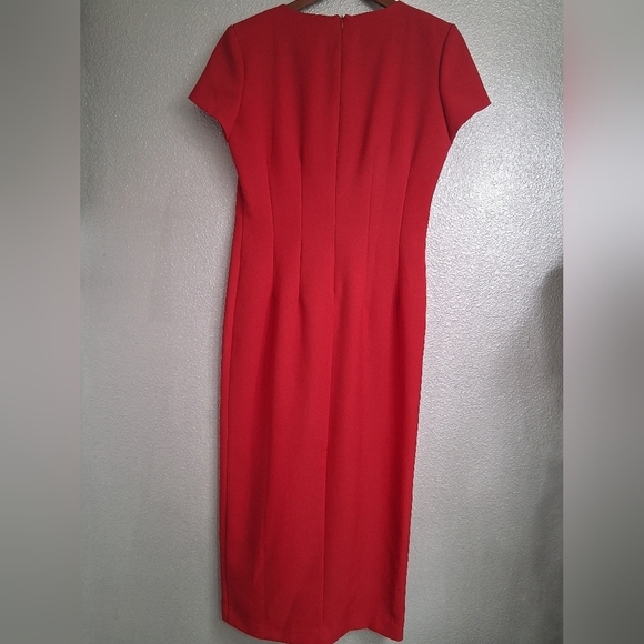 Vintage Positive Attitude NWOT Cherry Red Long Dress With Front Slit   Size 12 - Picture 9 of 13